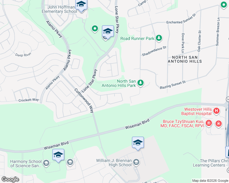 map of restaurants, bars, coffee shops, grocery stores, and more near 11807 Newton Trail in San Antonio