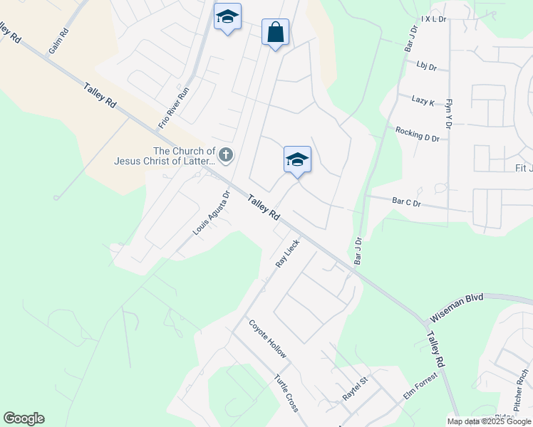 map of restaurants, bars, coffee shops, grocery stores, and more near 13802 Deer Ranch in San Antonio