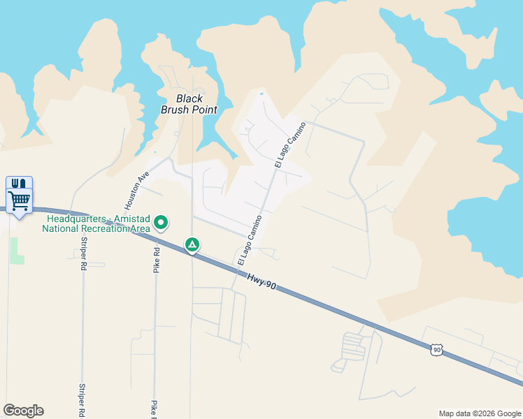 map of restaurants, bars, coffee shops, grocery stores, and more near 100 La Plomado in Del Rio