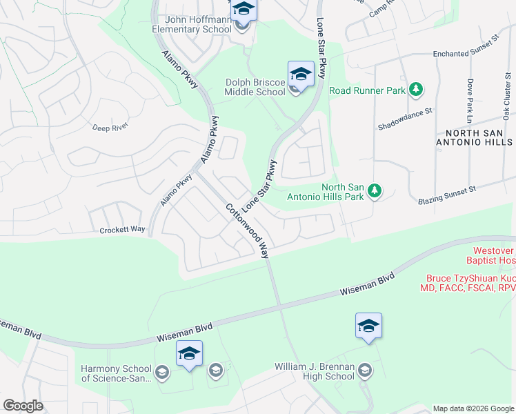 map of restaurants, bars, coffee shops, grocery stores, and more near 12022 Newton Trail in San Antonio