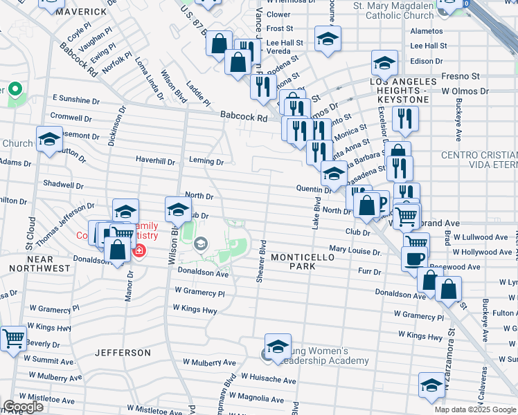 map of restaurants, bars, coffee shops, grocery stores, and more near 310 North Dr in San Antonio