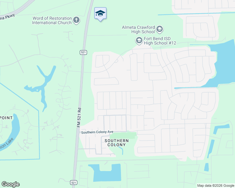 map of restaurants, bars, coffee shops, grocery stores, and more near 8007 Ecru Lane in Rosharon