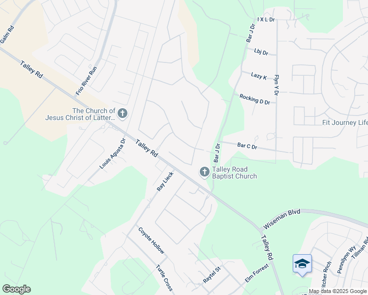 map of restaurants, bars, coffee shops, grocery stores, and more near 3315 Ravens Ranch in San Antonio