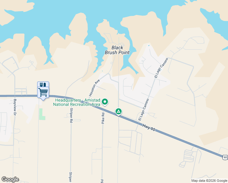 map of restaurants, bars, coffee shops, grocery stores, and more near 208 Houston Avenue in Del Rio