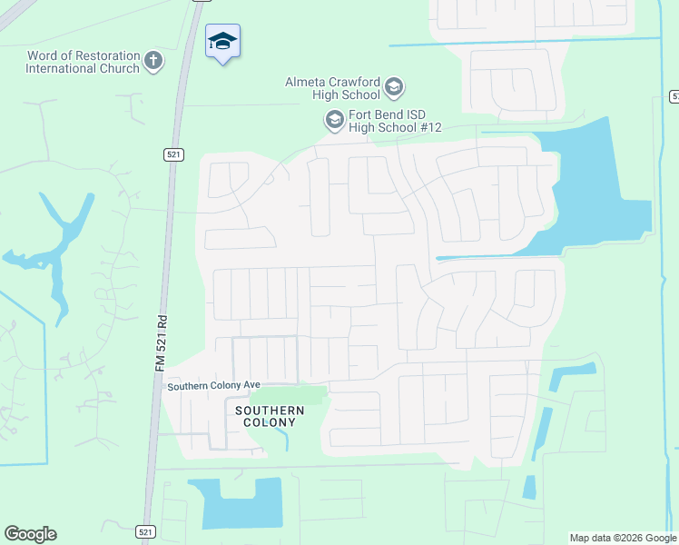 map of restaurants, bars, coffee shops, grocery stores, and more near 611 Poppy Field Court in Fort Bend County