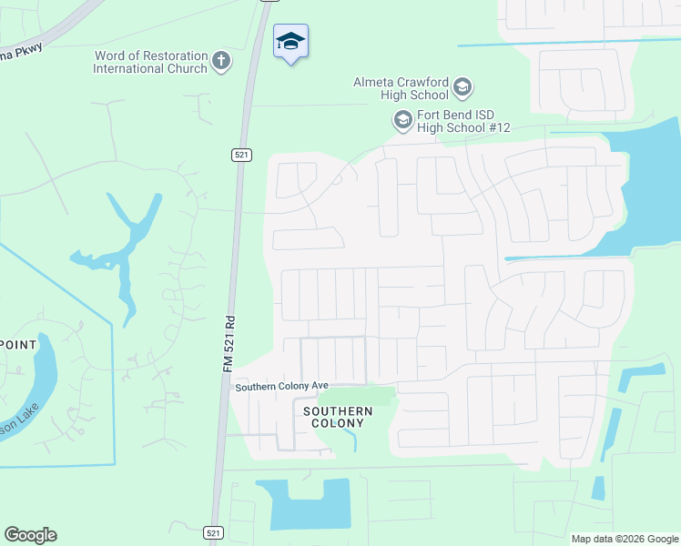 map of restaurants, bars, coffee shops, grocery stores, and more near 8007 Ecru Lane in Rosharon