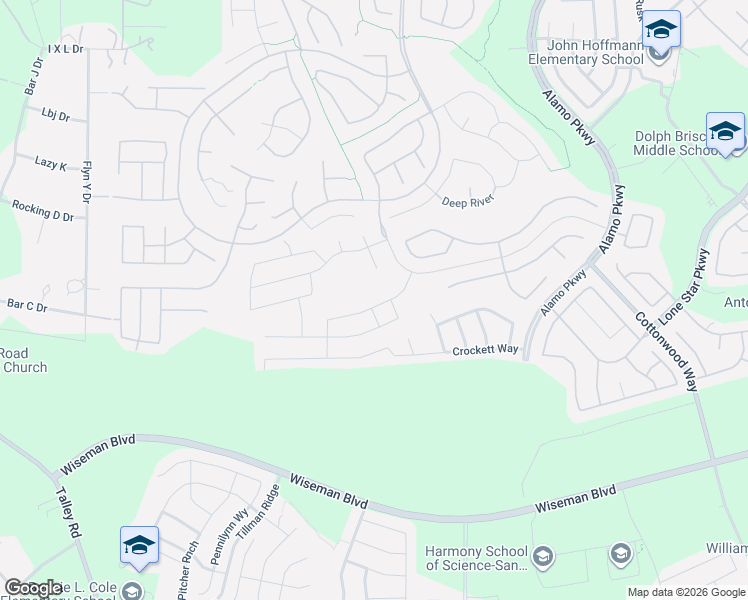 map of restaurants, bars, coffee shops, grocery stores, and more near 12707 Gruene Pass in San Antonio