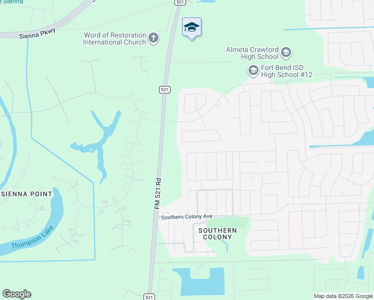 map of restaurants, bars, coffee shops, grocery stores, and more near 207 Ashley Falls Lane in Rosharon