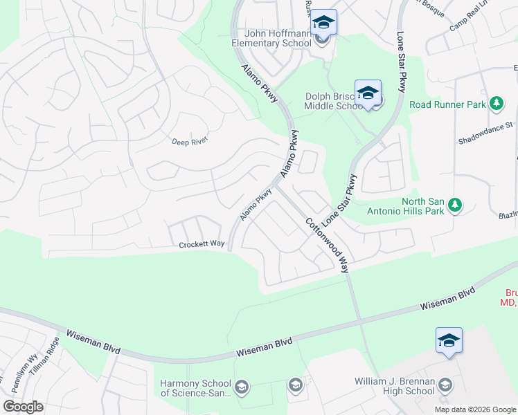 map of restaurants, bars, coffee shops, grocery stores, and more near 3347 Calhoun Cove in San Antonio