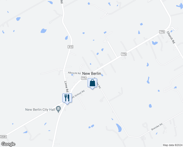 map of restaurants, bars, coffee shops, grocery stores, and more near in New Berlin