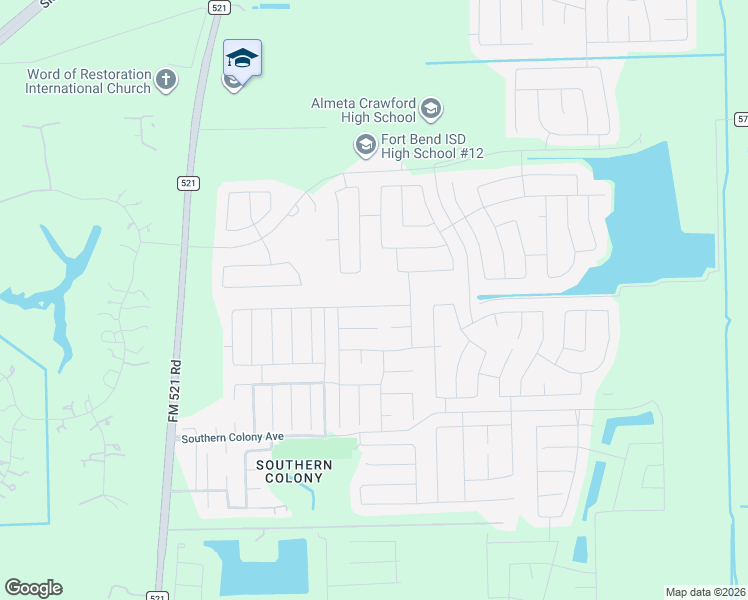 map of restaurants, bars, coffee shops, grocery stores, and more near 611 Poppy Field Court in Fort Bend County