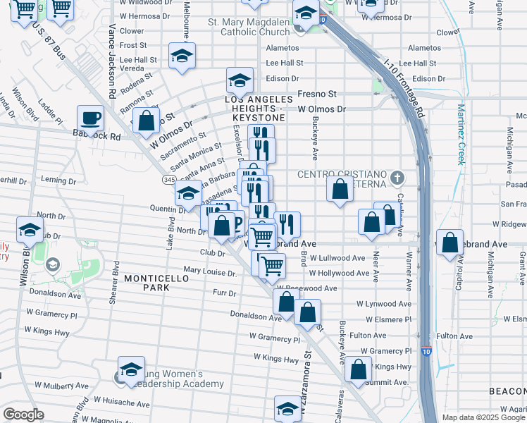 map of restaurants, bars, coffee shops, grocery stores, and more near 606 West Avenue in San Antonio