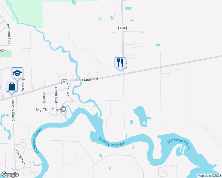 map of restaurants, bars, coffee shops, grocery stores, and more near 11801 Strom Road in Dickinson