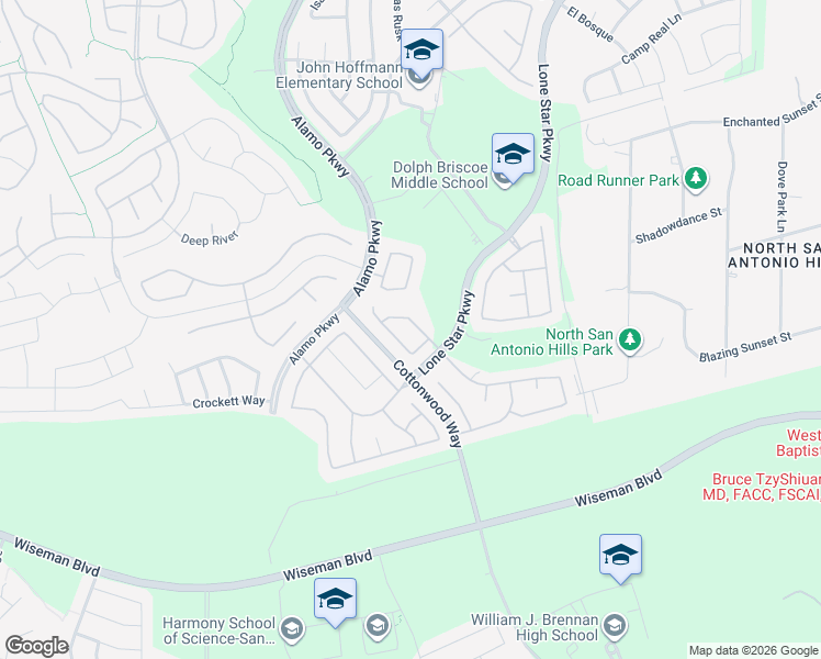 map of restaurants, bars, coffee shops, grocery stores, and more near 3546 Arroyo Alamo in San Antonio