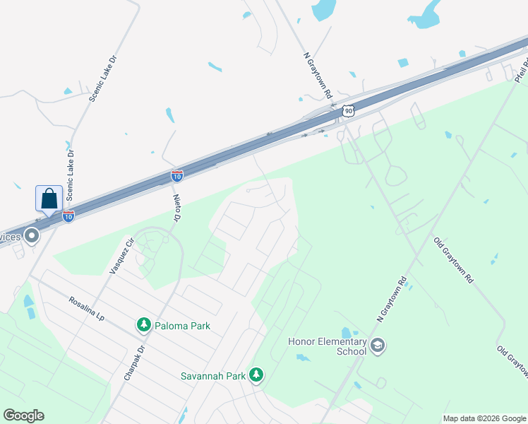 map of restaurants, bars, coffee shops, grocery stores, and more near 10839 Airmen Drive in Converse