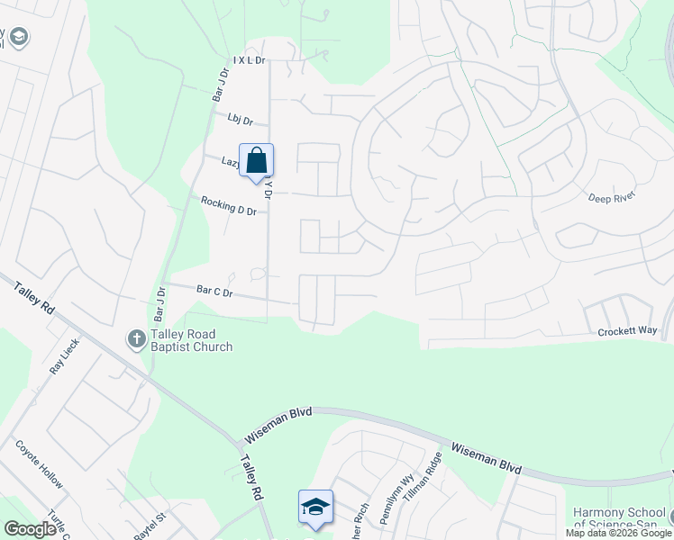 map of restaurants, bars, coffee shops, grocery stores, and more near 13054 River Station in San Antonio