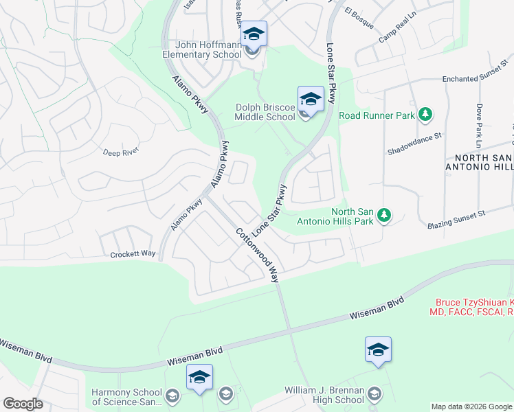 map of restaurants, bars, coffee shops, grocery stores, and more near 3518 Arroyo Alamo in San Antonio