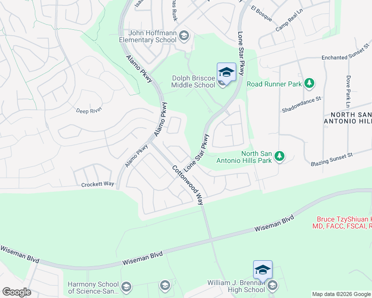 map of restaurants, bars, coffee shops, grocery stores, and more near 3518 Arroyo Alamo in San Antonio