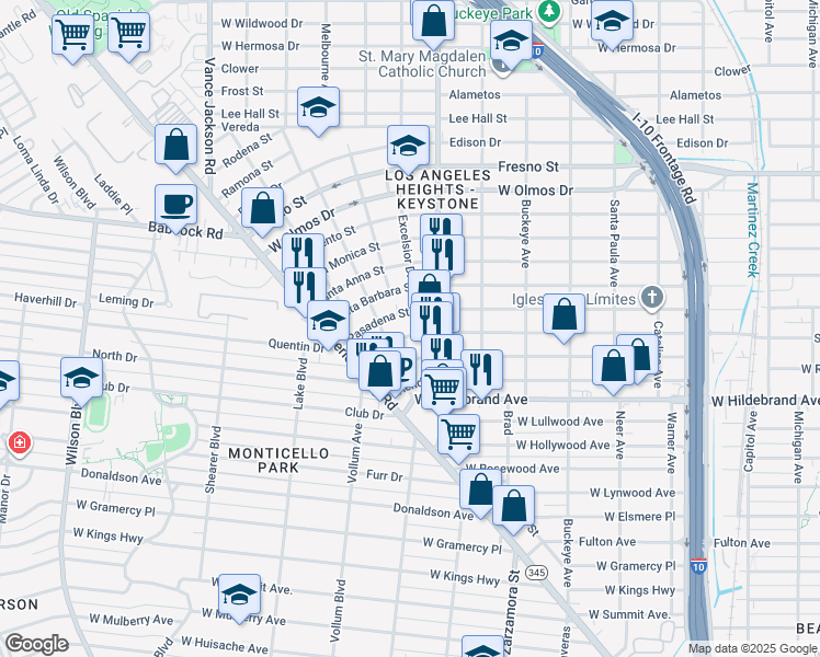 map of restaurants, bars, coffee shops, grocery stores, and more near 2017 San Francisco in San Antonio