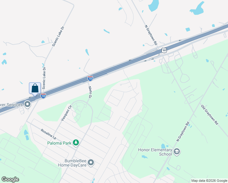 map of restaurants, bars, coffee shops, grocery stores, and more near 10806 Airmen Drive in Converse