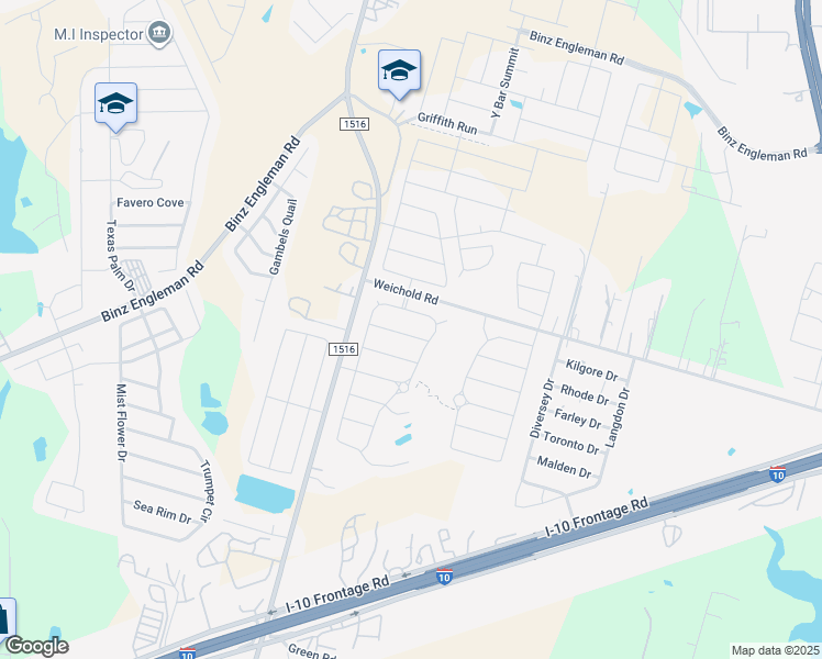 map of restaurants, bars, coffee shops, grocery stores, and more near 8939 Richmond Park in Converse