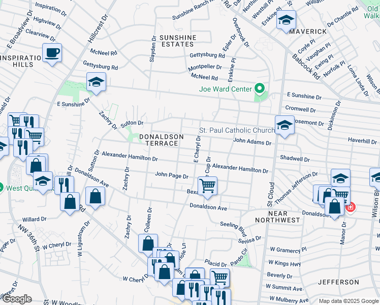 map of restaurants, bars, coffee shops, grocery stores, and more near 912 Shadwell Drive in San Antonio