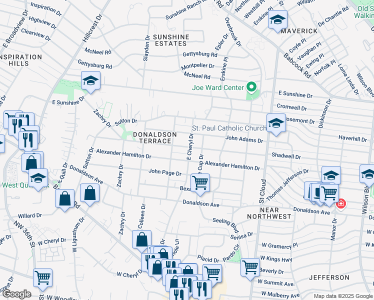 map of restaurants, bars, coffee shops, grocery stores, and more near 912 Shadwell Drive in San Antonio