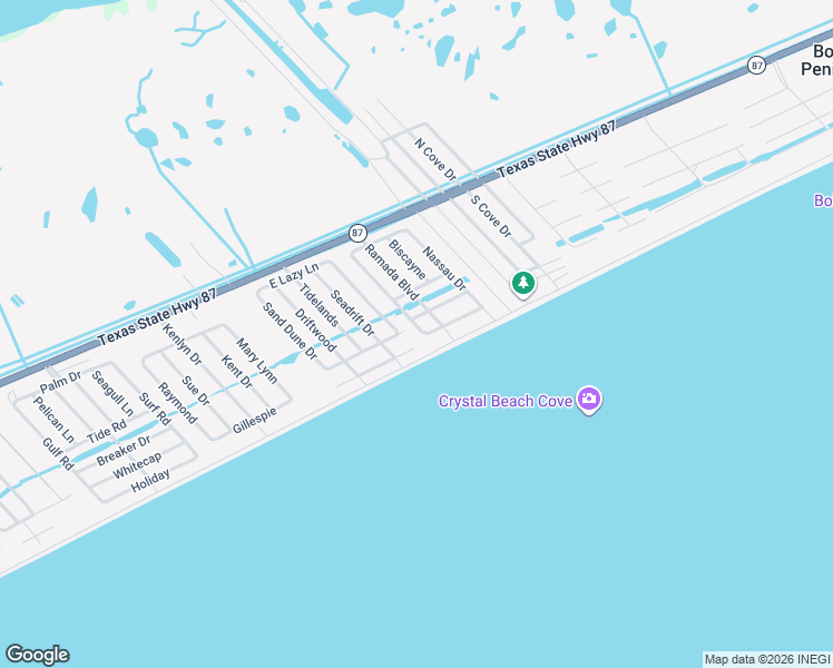 map of restaurants, bars, coffee shops, grocery stores, and more near 929 Bahama Drive in Galveston