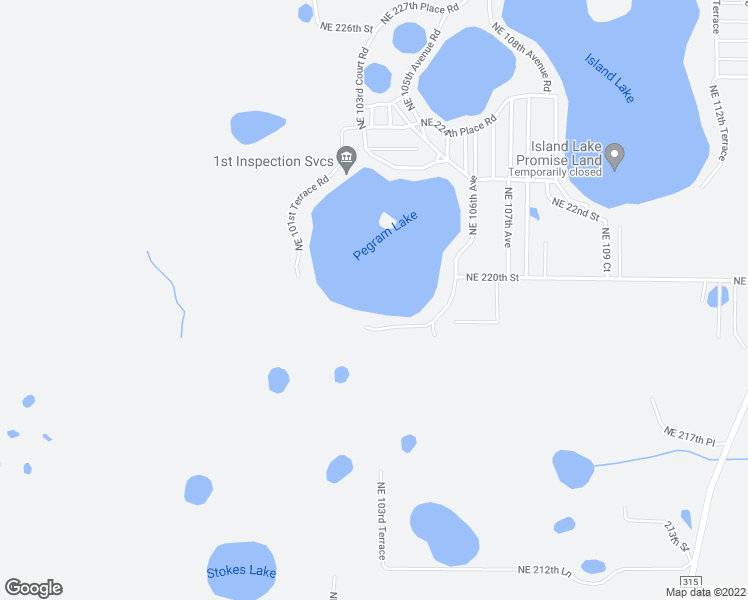 map of restaurants, bars, coffee shops, grocery stores, and more near 10361 Northeast 218th Lane Road in Fort McCoy