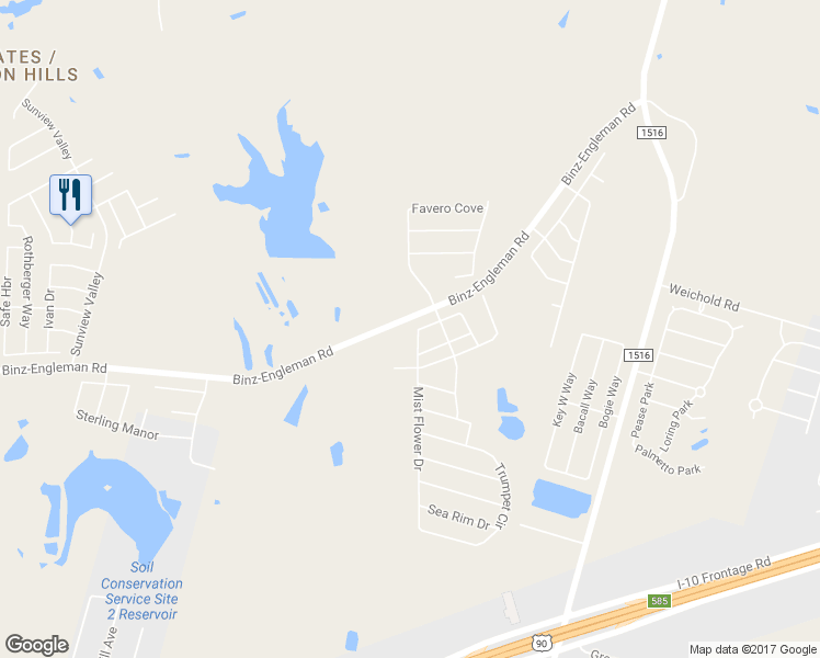 map of restaurants, bars, coffee shops, grocery stores, and more near 4235 Mist Flower Drive in Converse