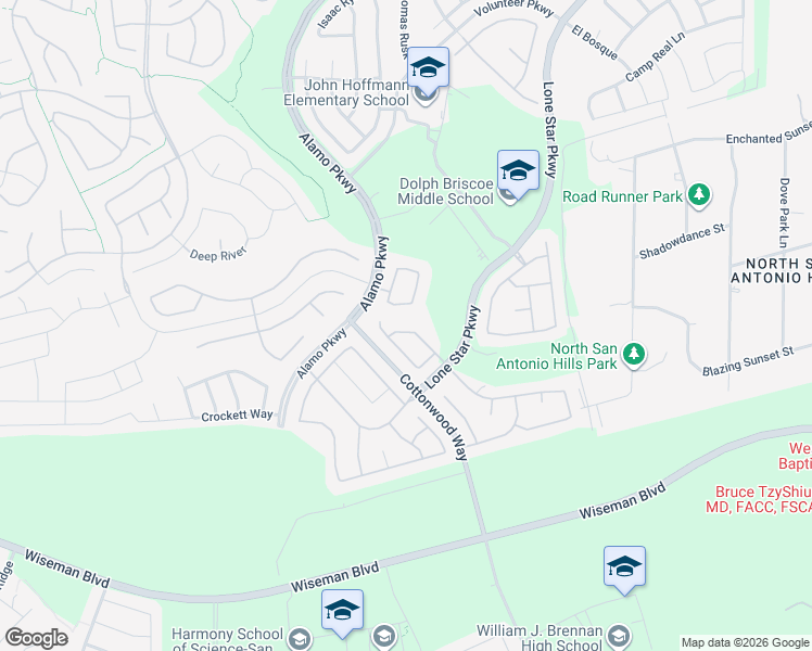 map of restaurants, bars, coffee shops, grocery stores, and more near 3546 Arroyo Alamo in San Antonio