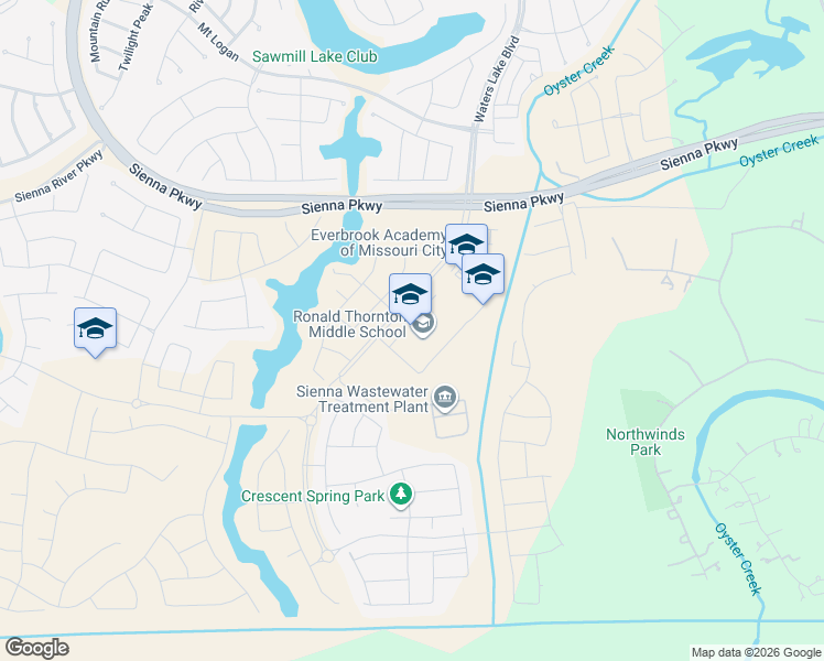 map of restaurants, bars, coffee shops, grocery stores, and more near 1909 Waters Lake Boulevard in Sienna