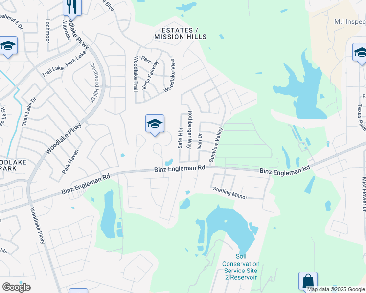 map of restaurants, bars, coffee shops, grocery stores, and more near 4323 Rothberger Way in San Antonio