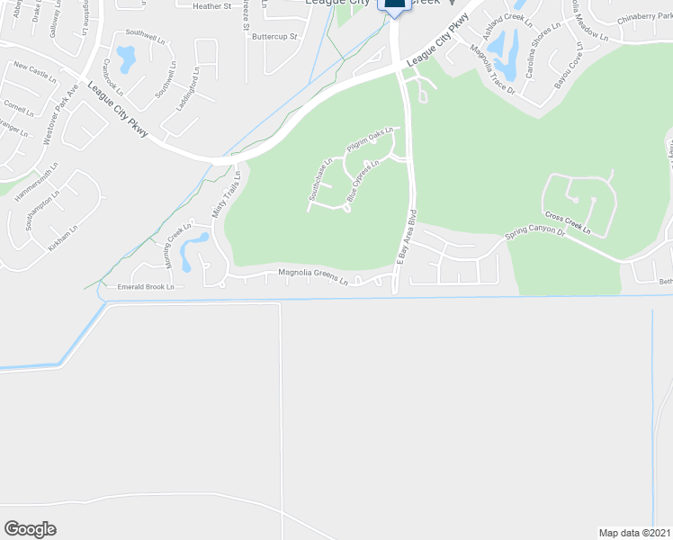 map of restaurants, bars, coffee shops, grocery stores, and more near 5405 Magnolia Greens Lane in League City