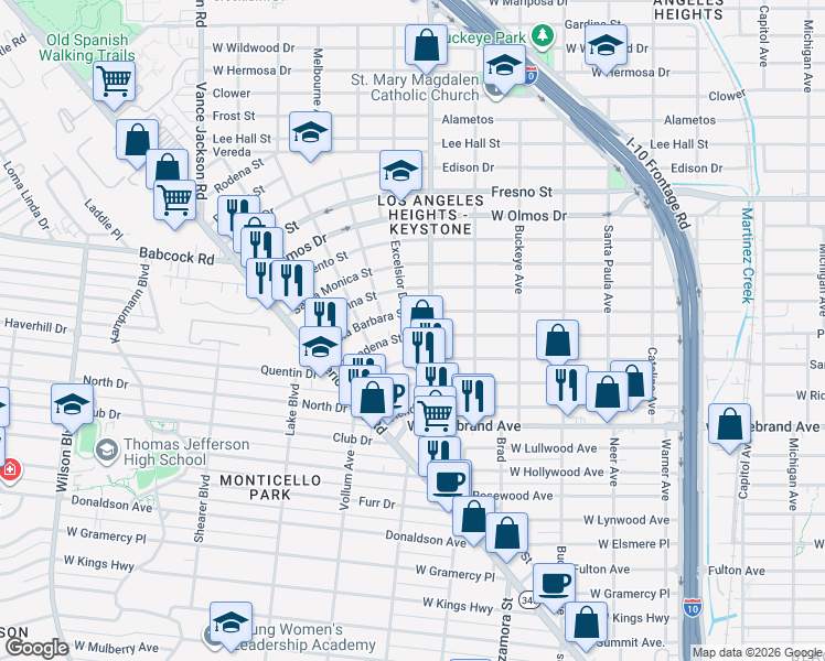 map of restaurants, bars, coffee shops, grocery stores, and more near 708 West Avenue in San Antonio