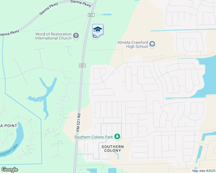 map of restaurants, bars, coffee shops, grocery stores, and more near Sienna Point in Arcola