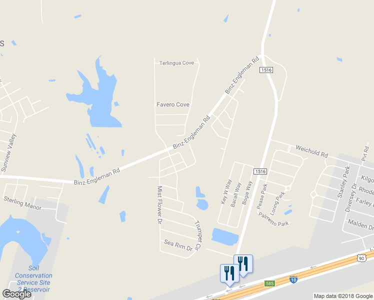 map of restaurants, bars, coffee shops, grocery stores, and more near 4331 Lighthouse Drive in Converse