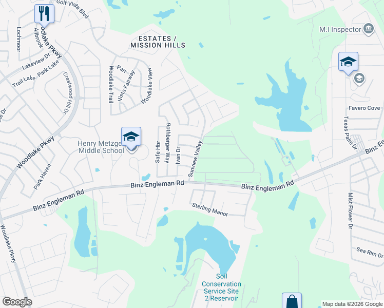 map of restaurants, bars, coffee shops, grocery stores, and more near 7735 Shining Glow in San Antonio