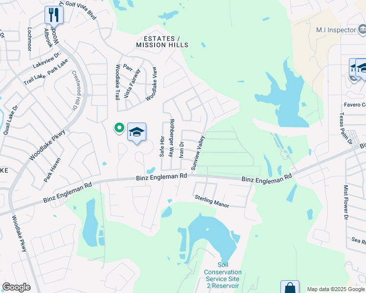 map of restaurants, bars, coffee shops, grocery stores, and more near 7702 Shining Glow in San Antonio