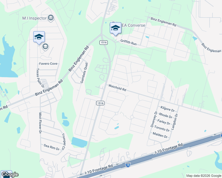 map of restaurants, bars, coffee shops, grocery stores, and more near 4410 Rucker Park in Converse