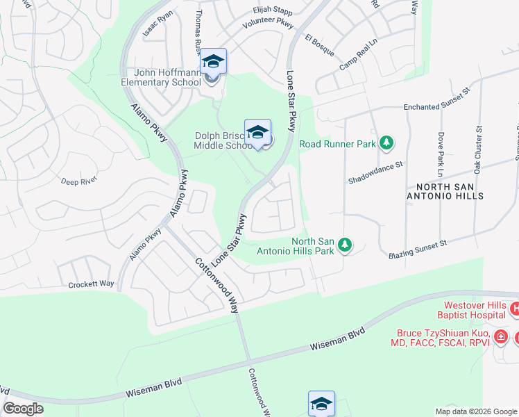 map of restaurants, bars, coffee shops, grocery stores, and more near 3534 Glasscock Trail in San Antonio