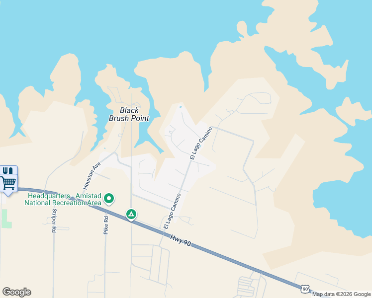 map of restaurants, bars, coffee shops, grocery stores, and more near 405 El Lago Camino in Del Rio