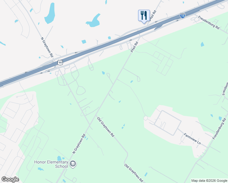 map of restaurants, bars, coffee shops, grocery stores, and more near 4610 Pfeil Road in Converse