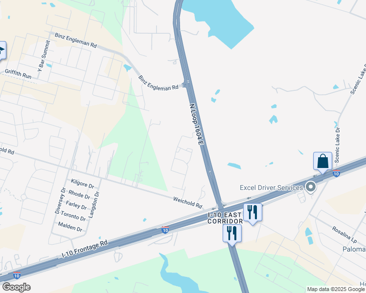map of restaurants, bars, coffee shops, grocery stores, and more near East Charles William Anderson Loop in Converse