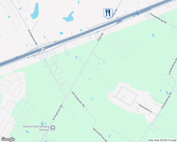 map of restaurants, bars, coffee shops, grocery stores, and more near 4610 Pfeil Road in Converse