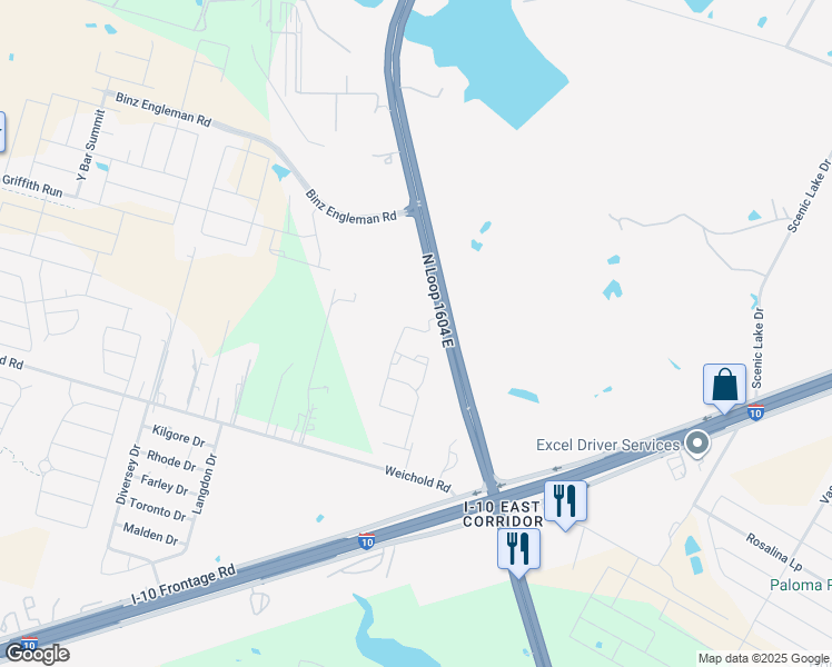 map of restaurants, bars, coffee shops, grocery stores, and more near East Charles William Anderson Loop in Converse