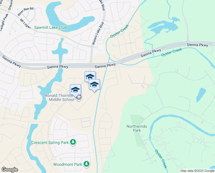 map of restaurants, bars, coffee shops, grocery stores, and more near 1757 Water Lakes Boulevard in Sienna Plantation