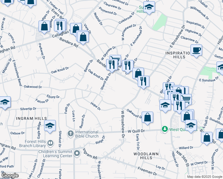 map of restaurants, bars, coffee shops, grocery stores, and more near 2011 Bandera Road in San Antonio