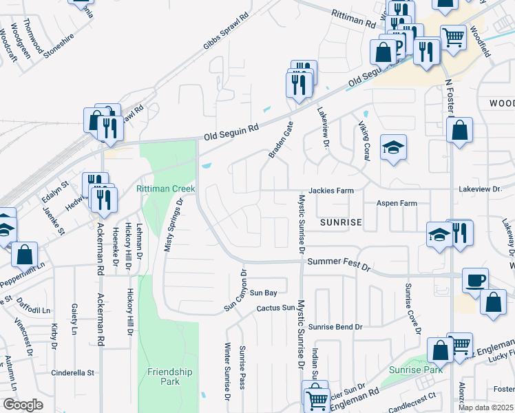 map of restaurants, bars, coffee shops, grocery stores, and more near 4714 Acacia Hl in San Antonio