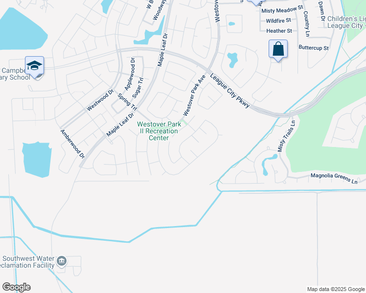 map of restaurants, bars, coffee shops, grocery stores, and more near 563 Southampton Lane in League City